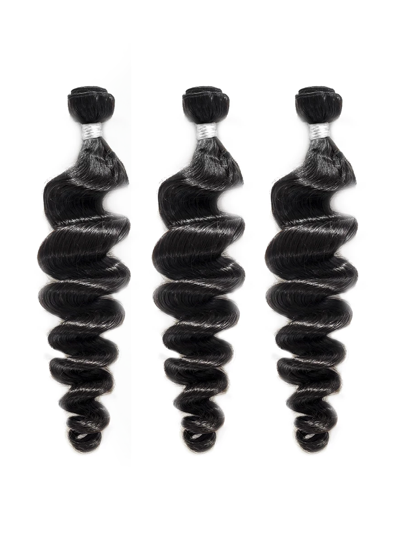 Lustro Loose Wave 3pcs Double Weft Natural Remy Human Hair Bundles